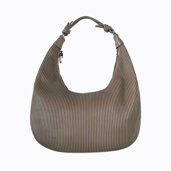 Urban Expressions Textured Knot Hobo Shoulder Bag Vegan Leather Taupe Y2K Boho - Picture 2 of 12